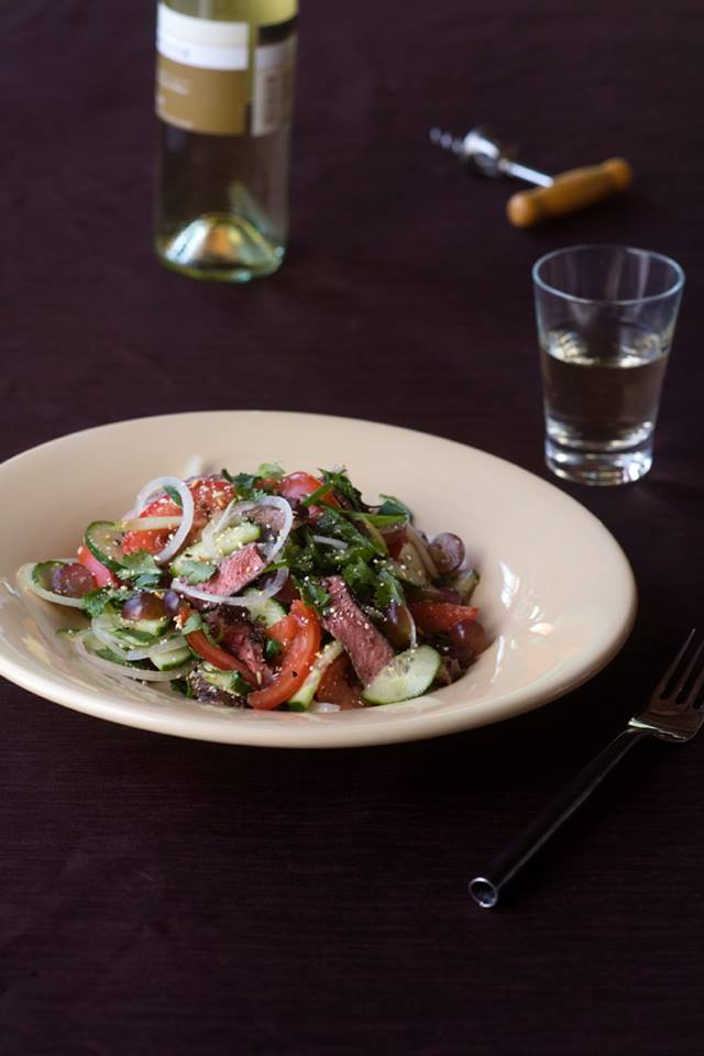 16 peppered beef salad